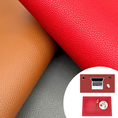 PVC Litchi Grain Double Face Synthetic Fux Leather Material Embossed Waterproof for Bag Table Mat Belt Mục đích trang trí