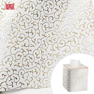 Đồ bán buôn PVC Golden Film Embossed Style Da tổng hợp nhân tạo cho túi đóng gói hộp Giày Notebook vải