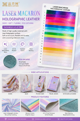 Laser Macaron Holographic Leather with Mesh Backing