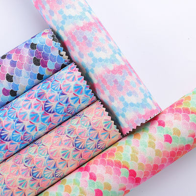 0.5mm Glitter PU Da đánh răng Mermaid Fish Scale PU Da nhân tạo