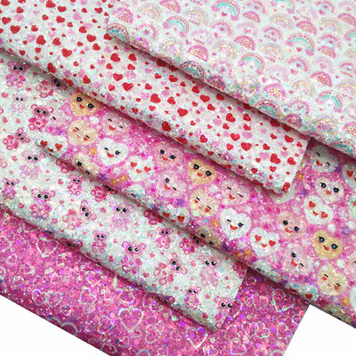 Đồ in màu hồng PU Polyurethane Da Glitter Valentine's Day Love Shape Gretel