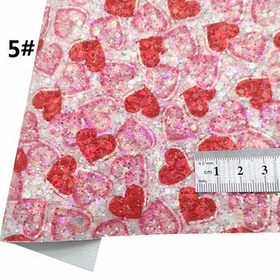 Đồ in màu hồng PU Polyurethane Da Glitter Valentine's Day Love Shape Gretel