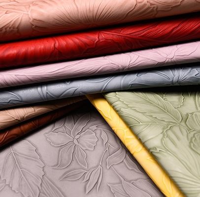 3D Retro Floral Embossed PVC Da Đánh răng đáy cho túi xách Bao bì hộp trang trí vải Placemat Da giả