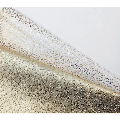 Đồ bán buôn PVC Golden Film Embossed Style Da tổng hợp nhân tạo cho túi đóng gói hộp Giày Notebook vải