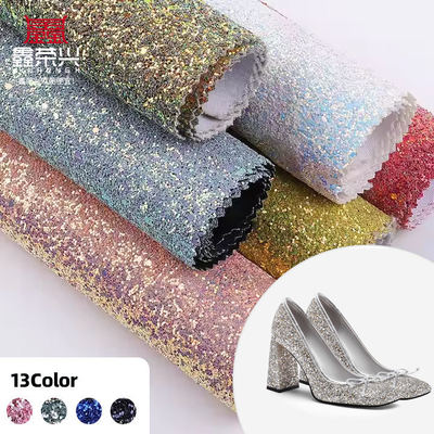Elastic PU Sparkly Shiny Chunky Hexagon Glitter Fabric Da tổng hợp cho giày Bag Bow Crafts Hat Fabric Da giả