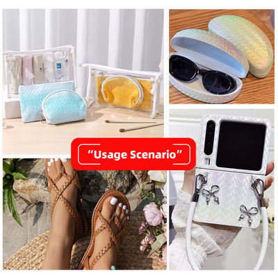 1.1mm Độ dày 54/55" Chiều rộng 20 màu da PVC vải da giả cho túi xách và trang trí gia đình