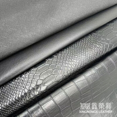 Vải da giả PVC bán buôn cho ví, hộp, giày, sổ tay, vải da tổng hợp Litchi, họa tiết động vật, dệt chéo