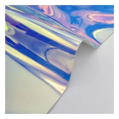 Da PU cầu vồng Holographic Kim loại đầy màu sắc Gương Da tổng hợp nhân tạo Giả Da Giày Túi xách Vở da Vải