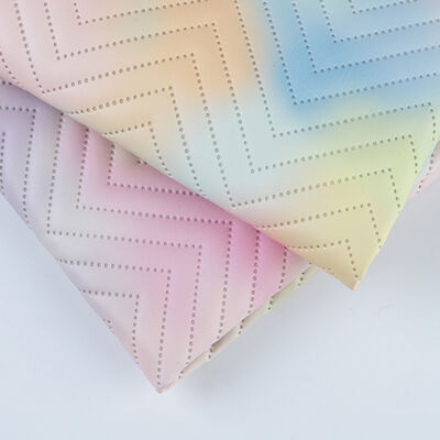 New Fashion Gradient Color Printed PU Synthetic Artificial Leather for Sofa Decorative Bag Packing Box Vinyl Faux Leather Fabric