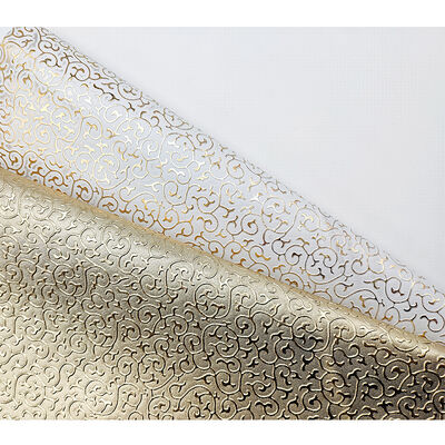 Wholesale PVC Golden Film Embossed Style Artificial Synthetic Leather for Bag Packaging Box Shoes Notebook Fabric