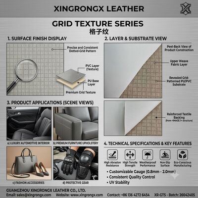SERIES GRID TEXTURE Bao bì tổng hợp Các sản phẩm da được thiết kế để đảm bảo độ bền và kiểu dáng trong đóng gói giày dép, sản xuất quần áo và đồ nội thất