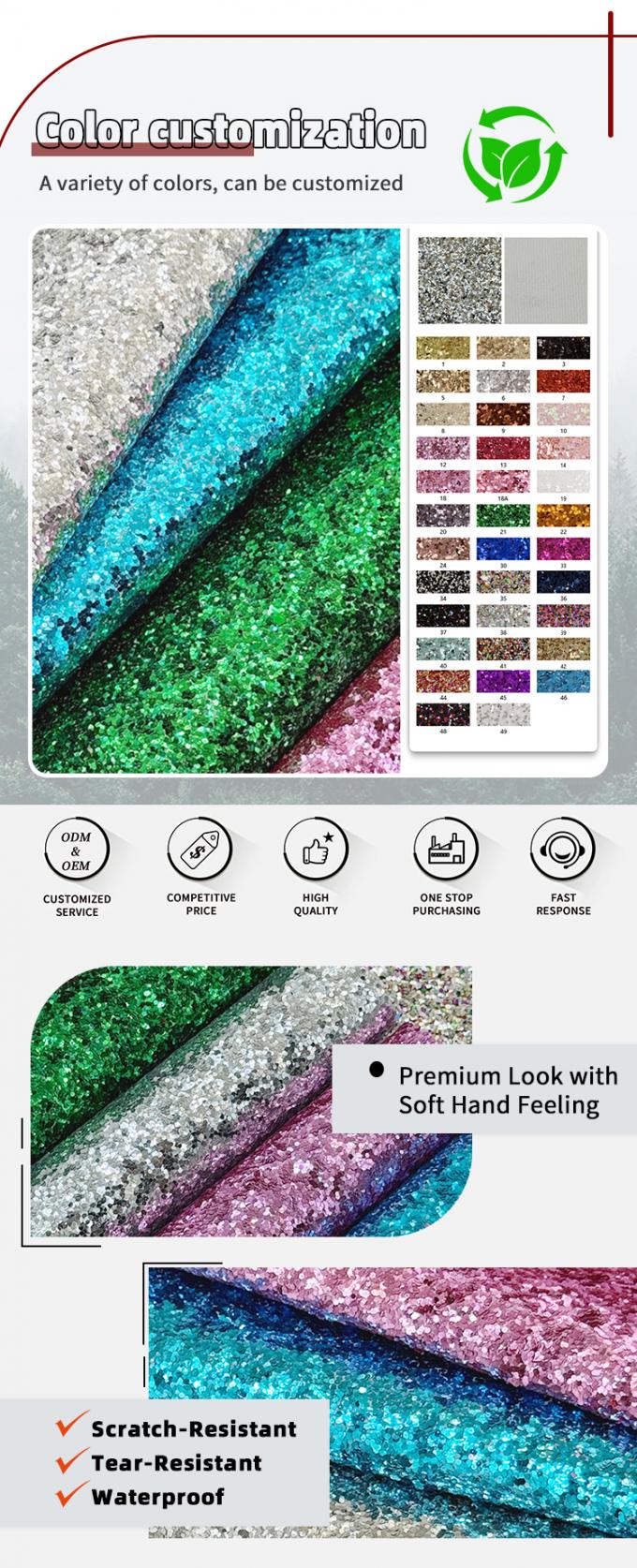 Lông tổng hợp glitter PVC thô cho giày trang sức thủ công túi hành lý hộp đóng gói vật liệu da giả 4