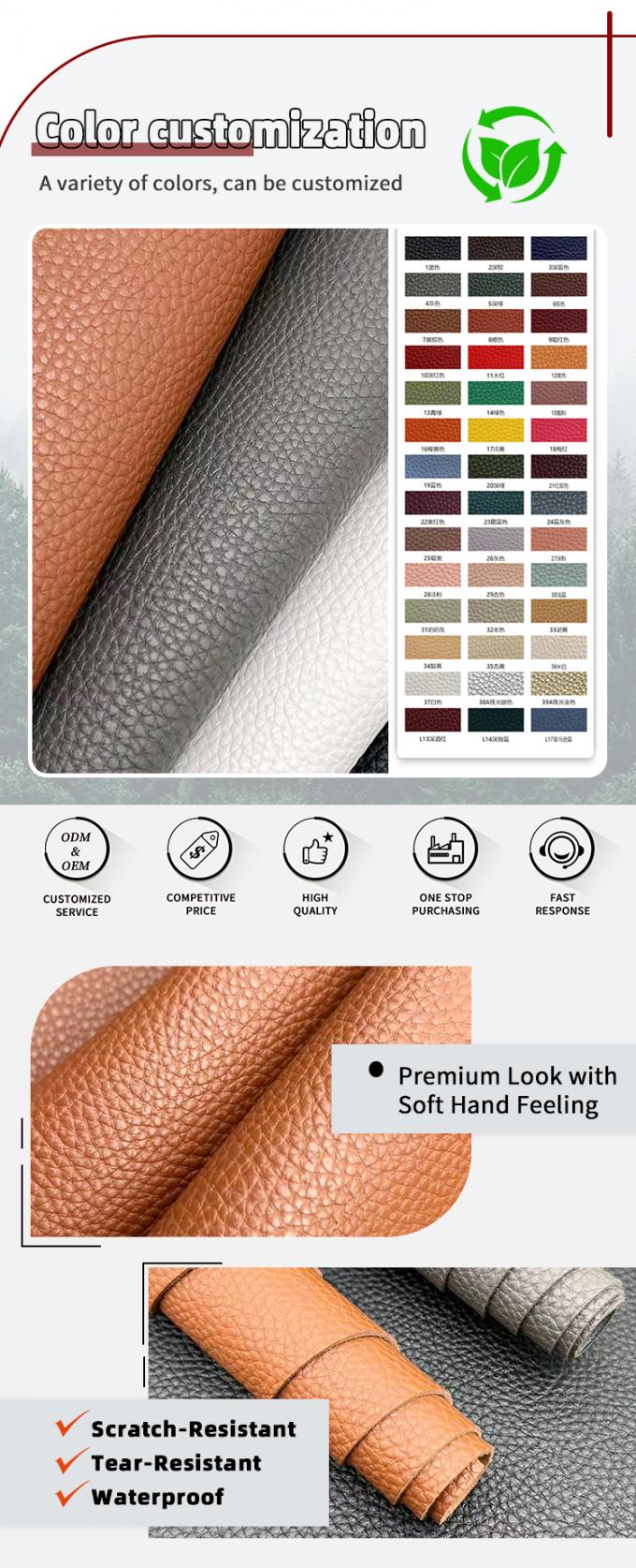 1.8mm d&agrave;y PVC Litchi M&ocirc; h&igrave;nh Synthetic faux da cho t&uacute;i b&agrave;n thảm đai ghế sofa trang tr&iacute;-h&agrave;ng nh&atilde; đồ nội thất ngo&agrave;i trời thủ c&ocirc;ng 4