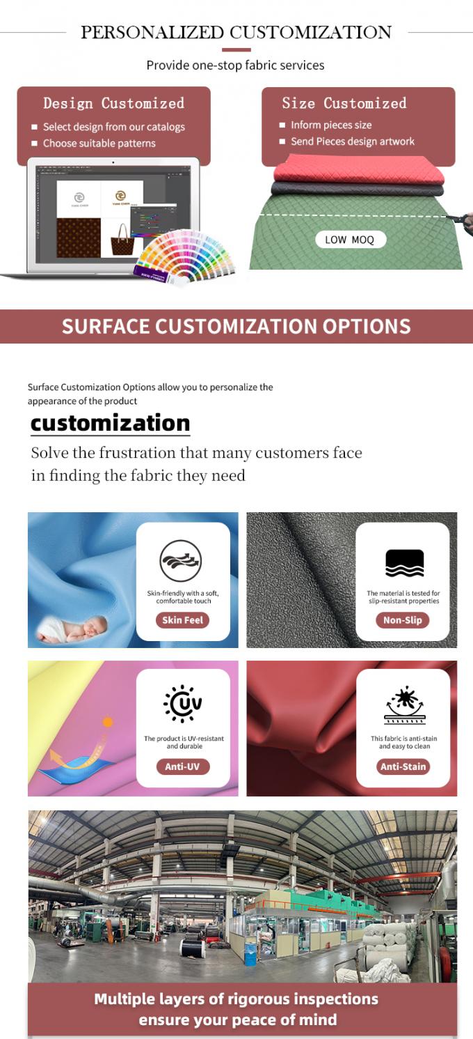 PVC đúc 0.7/0.9mm Da tổng hợp 4-Way Stretch Vật liệu da giả cho xe máy Xe đạp ghế bọc đồ nội thất xe hơi 6