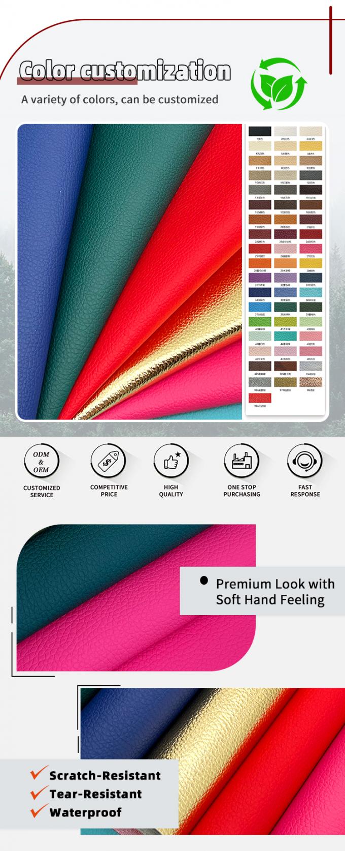 PVC Da nh&acirc;n tạo tổng hợp Thiết kế hạt Litchi nổi cho đồ nội thất ghế sofa đồ trang tr&iacute; t&uacute;i thủ c&ocirc;ng chiếc đệm xe 4