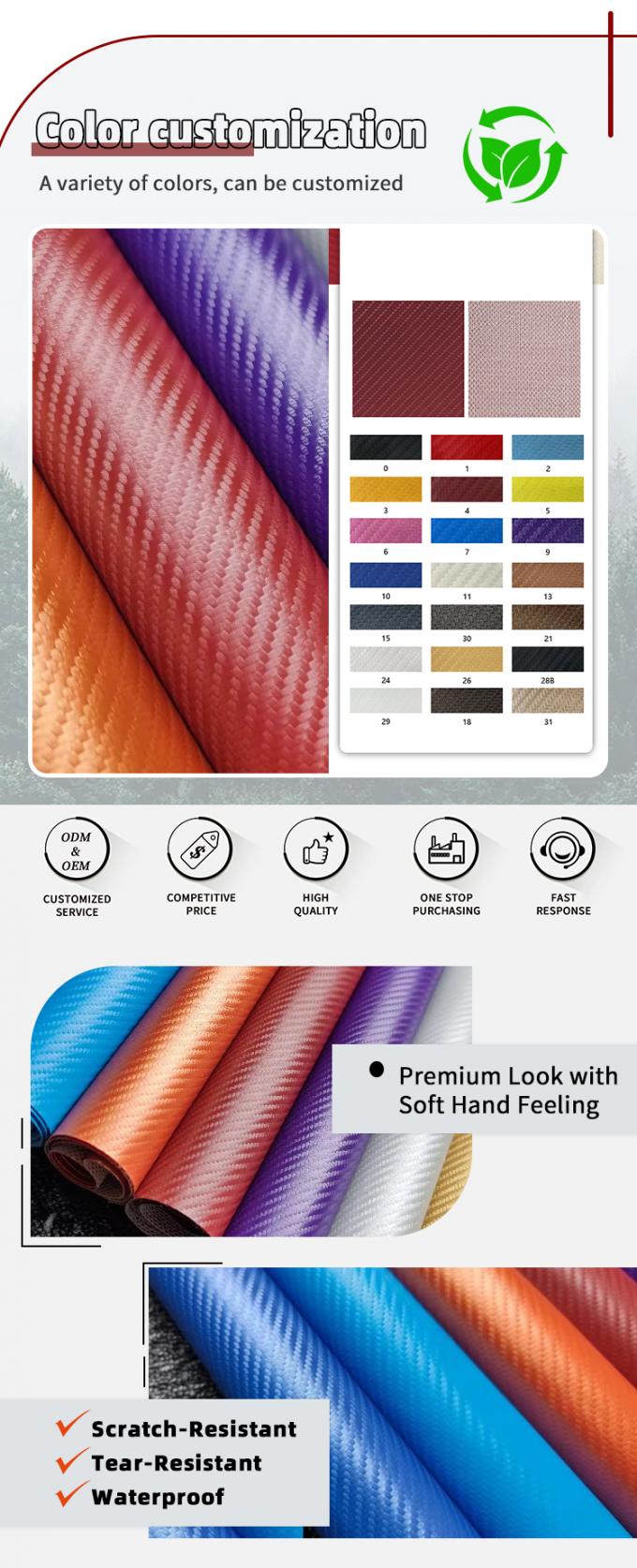 Vải da tổng hợp PVC v&acirc;n sợi carbon giả m&agrave;u s&aacute;ng d&ugrave;ng trang tr&iacute; nội thất &ocirc; t&ocirc;, gi&agrave;y d&eacute;p, đệm 4
