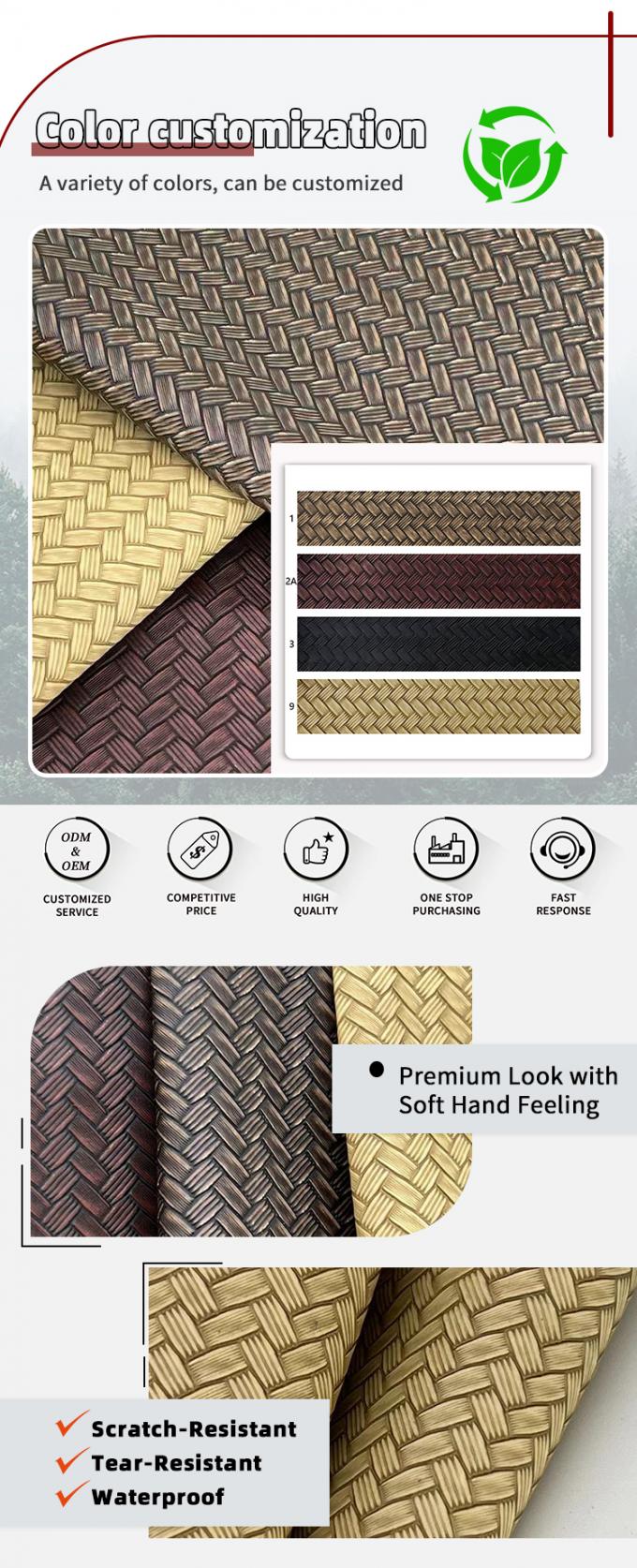 Pvc Big Mat Weave Pattern Vỏ nh&acirc;n tạo Bao b&igrave; da tổng hợp Chiếc v&iacute; hộp gi&agrave;y Notebook vải da giả 4