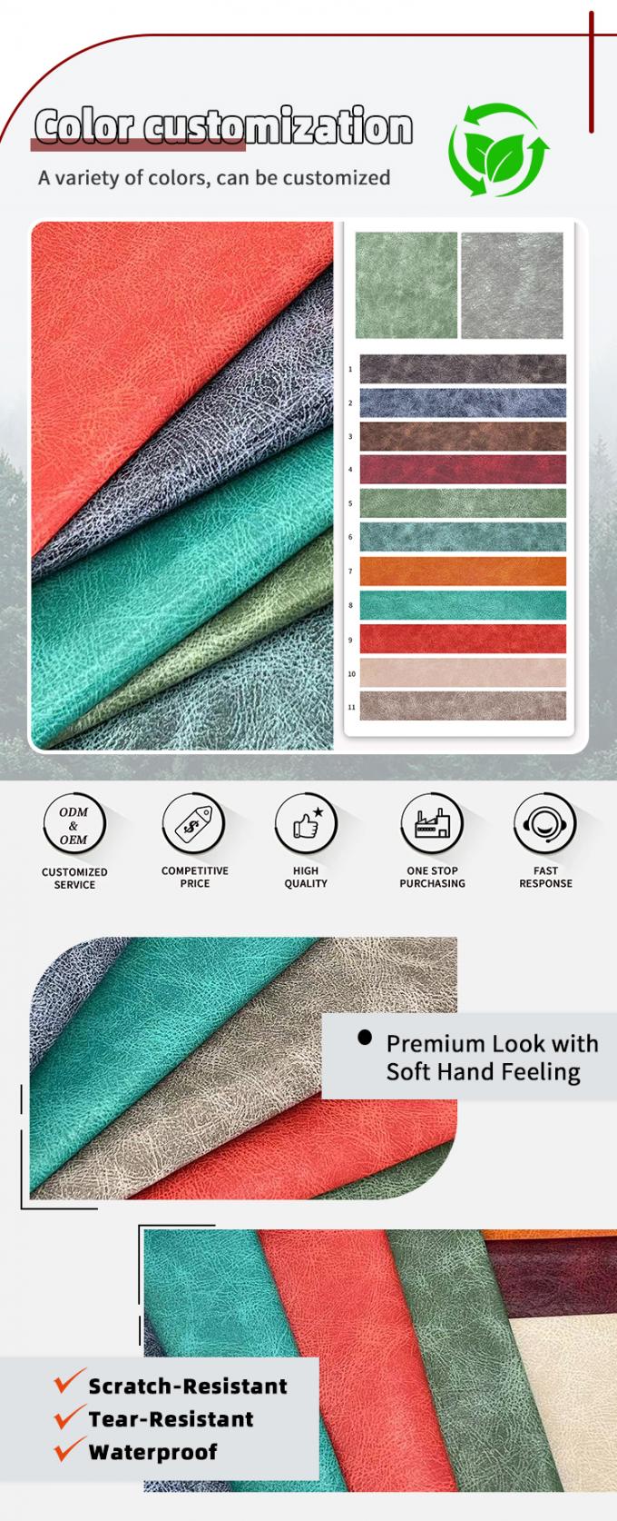 PVC in vải da tổng hợp Mẫu phun dầu chống nước cho sổ tay / thảm b&agrave;n / hộp bọc vỏ điện thoại cho t&uacute;i thủ c&ocirc;ng 4