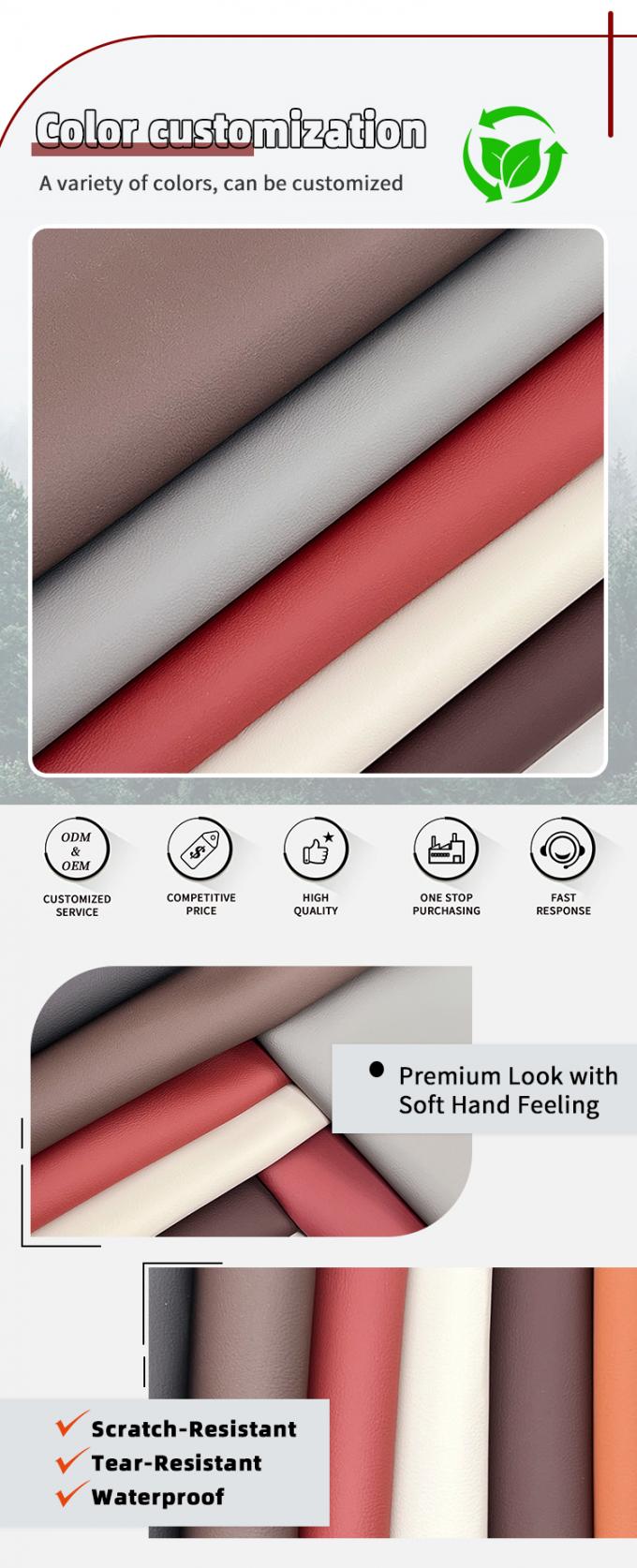 Da giả PVC dập nổi Napa Chống thấm nước Chống m&agrave;i m&ograve;n Rộng 54" 4