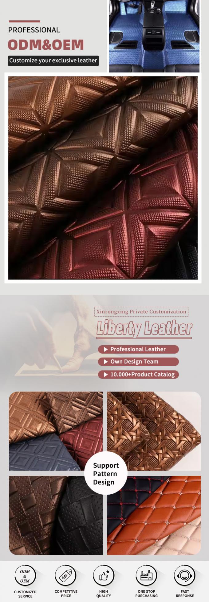 Vải da tổng hợp mô hình hạt PVC cho ghế và đồ nội thất xe hơi 4
