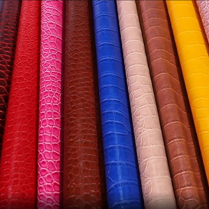 Da giả PVC vân cá sấu cho ví, hộp, giày, sổ tay, vải giả da 7