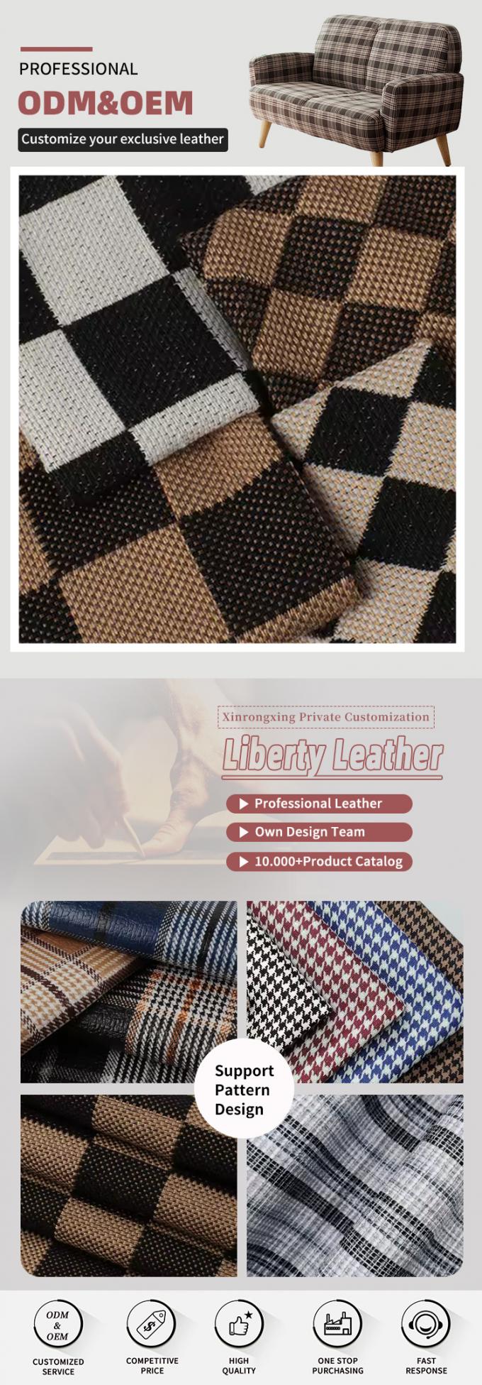 1.0mm Ống mỏng Linen Plaid Lanh vải chống nước kéo dài Flocked sử dụng ngoài trời cho ghế sofa túi xe đai ghế ô tô Vỏ da giả đan hậu 4