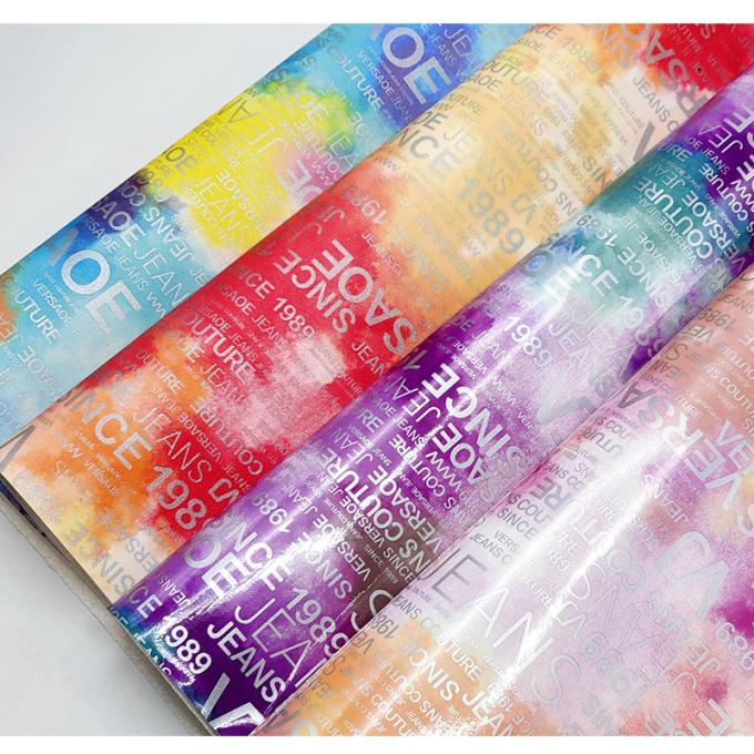 PU Rainbow Letter Print Magazine Thiết kế Da tổng hợp Không thấm nước Vải da giả cho túi hành lý đồ nội thất mỹ phẩm / ghế sofa 7
